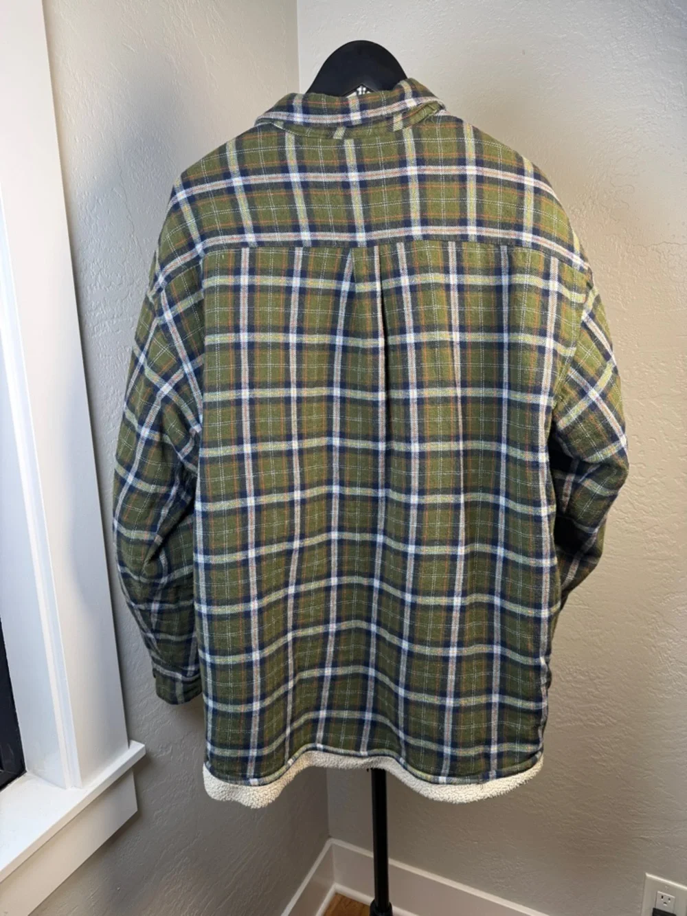 Levi’s Sherpa Lined Flannel Jacket XL Green Plaid Workwear Y2K Vintage Style - Picture 5 of 9
